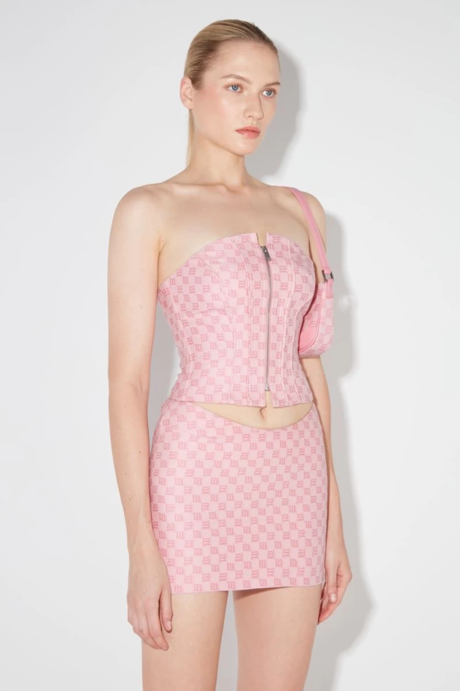 MISBHV Jacquard Canvas Monogram Corset Top Bubblegum New