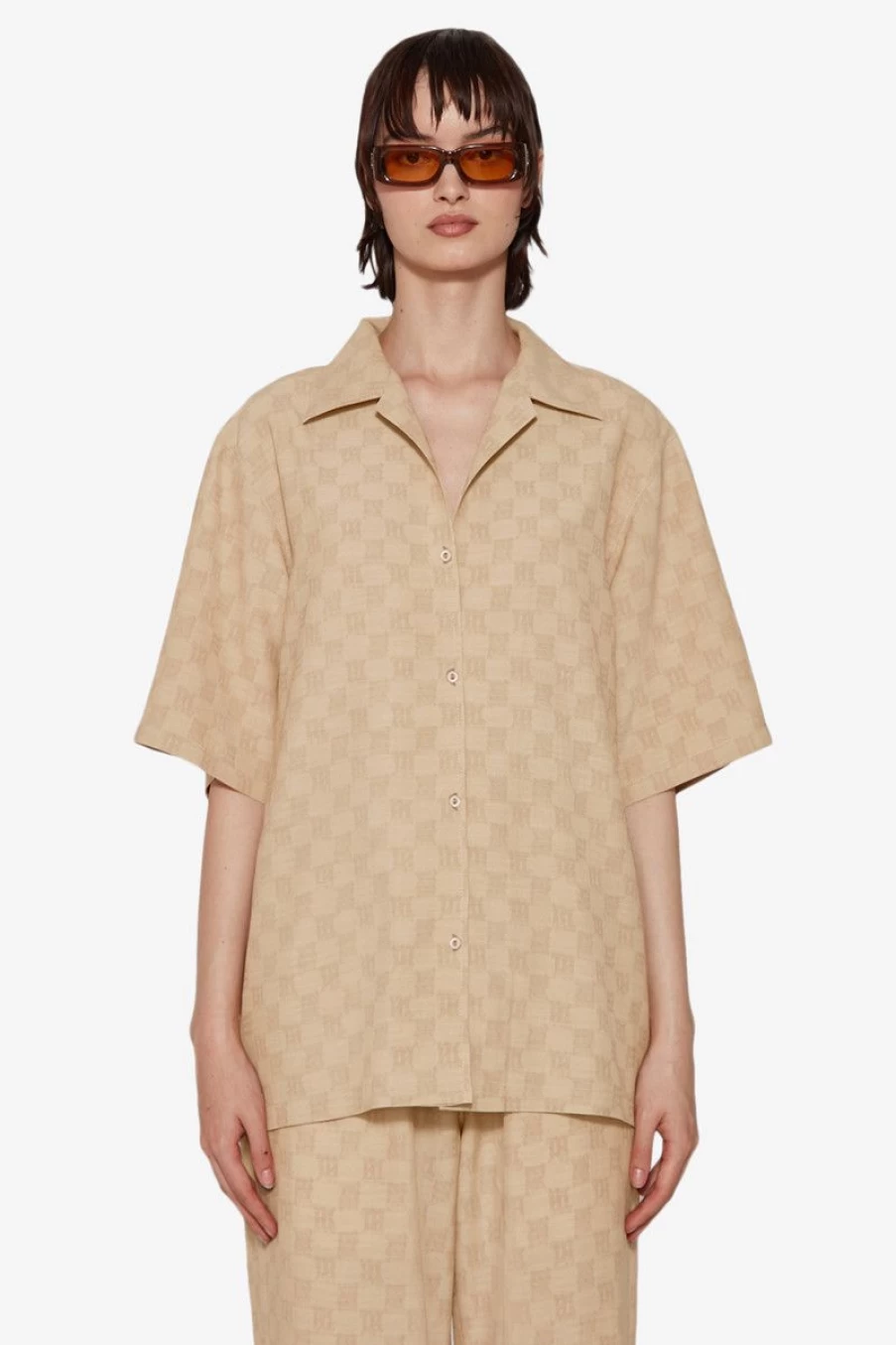 MISBHV Resort Monogram Viscose Wool Shirt Beige Online