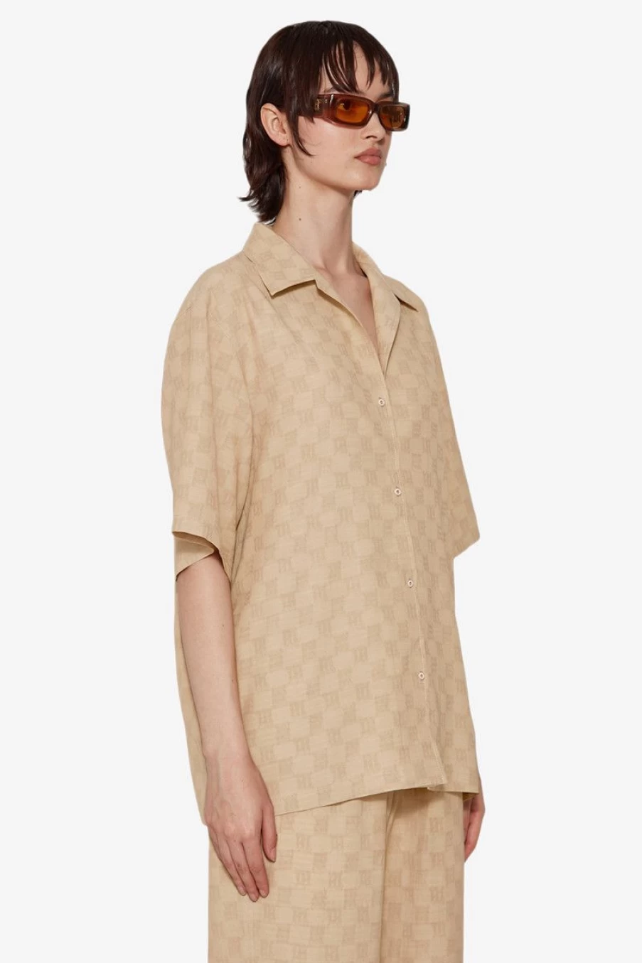 MISBHV Resort Monogram Viscose Wool Shirt Beige Online