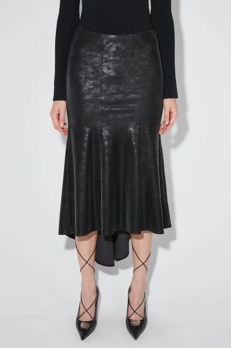 MISBHV Faux Leather Midi Skirt Black Wholesale