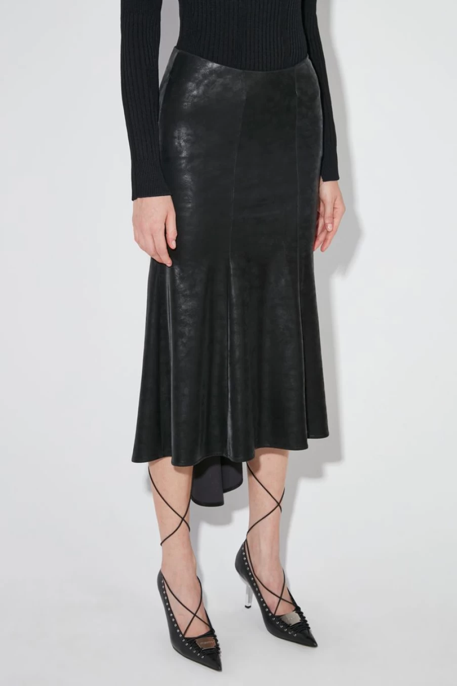 MISBHV Faux Leather Midi Skirt Black Wholesale