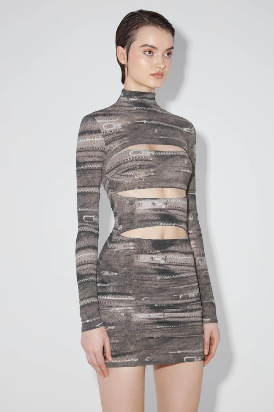 MISBHV Elena Zipper Turtleneck Mini Dress Multicolor Hot