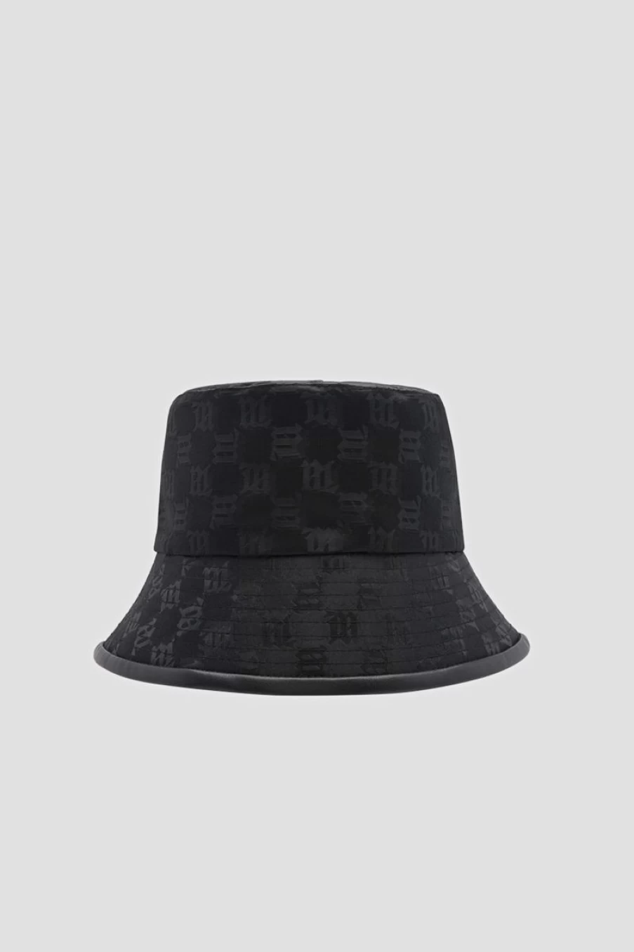 MISBHV Leather-Trimmed Monogram Bucket Hat Black New