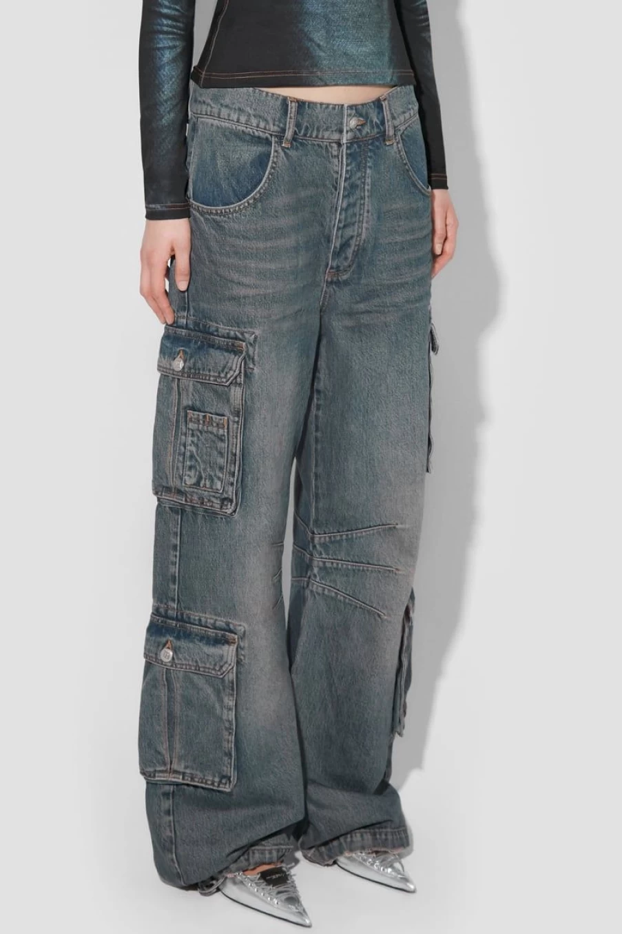 MISBHV Dirt Bath Cargo Denim Trousers Blue Best