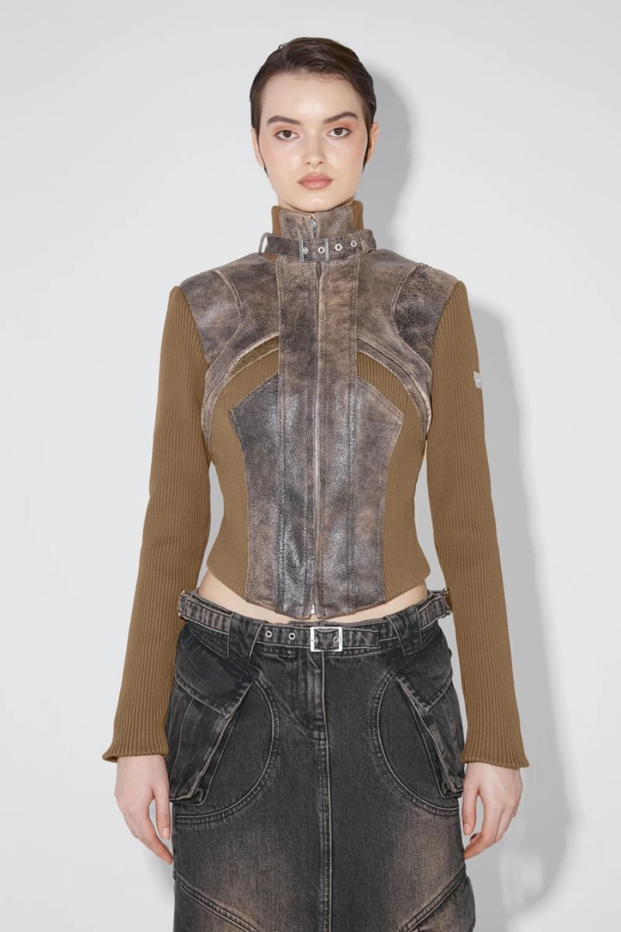 MISBHV X Cracked Leather Jacket Brown Online