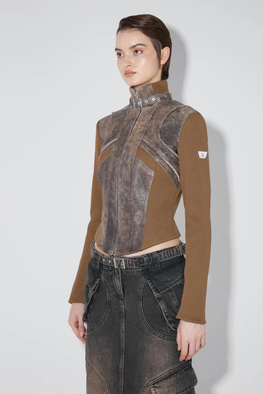 MISBHV X Cracked Leather Jacket Brown Online