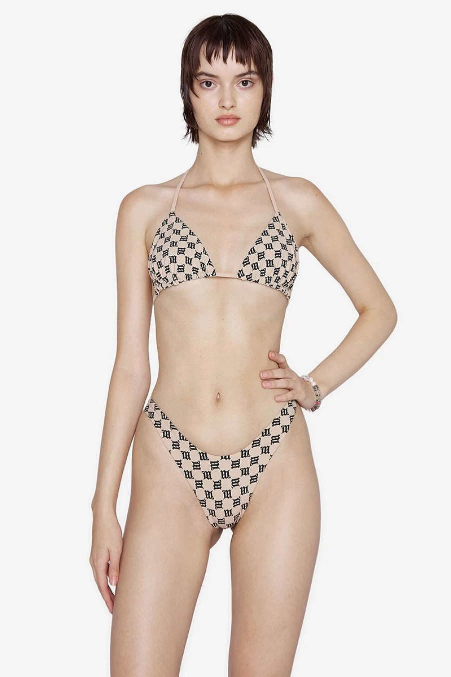 MISBHV Swim Monogram Bikini Bra Beige Clearance