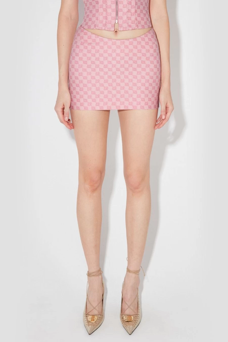 MISBHV Jacquard Canvas Monogram Low Rais Skirt Bubblegum Clearance