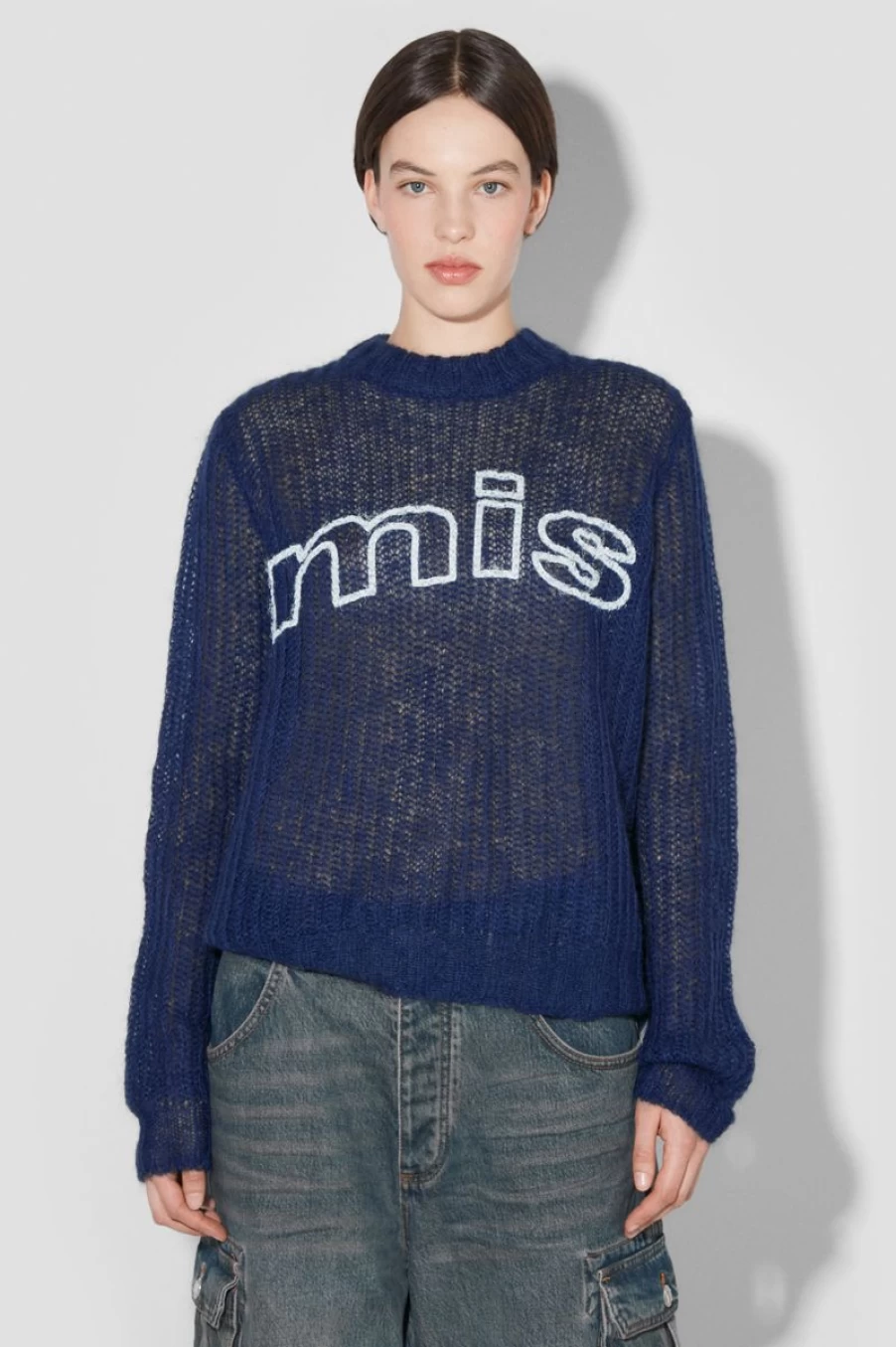 MISBHV Unbrushed Mohair Open Knit Navy Wholesale