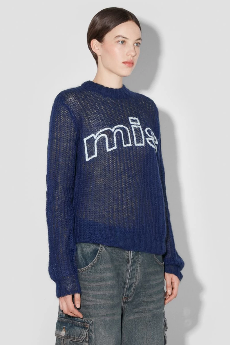 MISBHV Unbrushed Mohair Open Knit Navy Wholesale