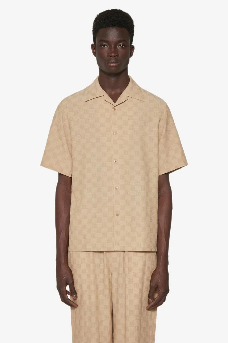 MISBHV Resort Monogram Viscose Wool Shirt Beige Hot