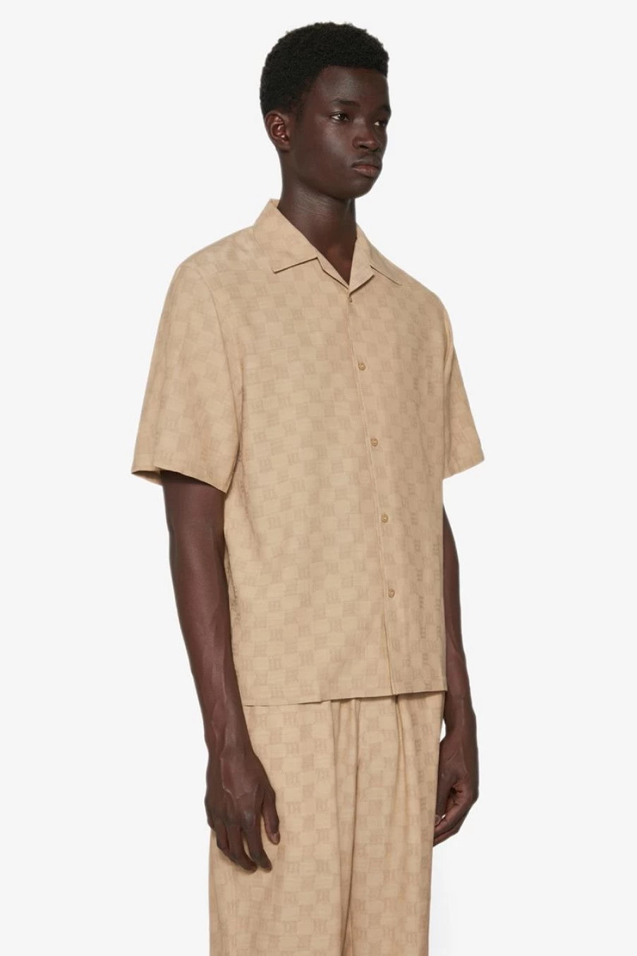 MISBHV Resort Monogram Viscose Wool Shirt Beige Hot