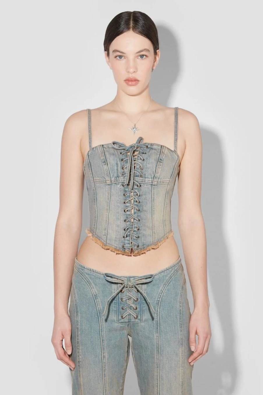 MISBHV Sunset Wash Lara Laced Denim Corset Blue Hot