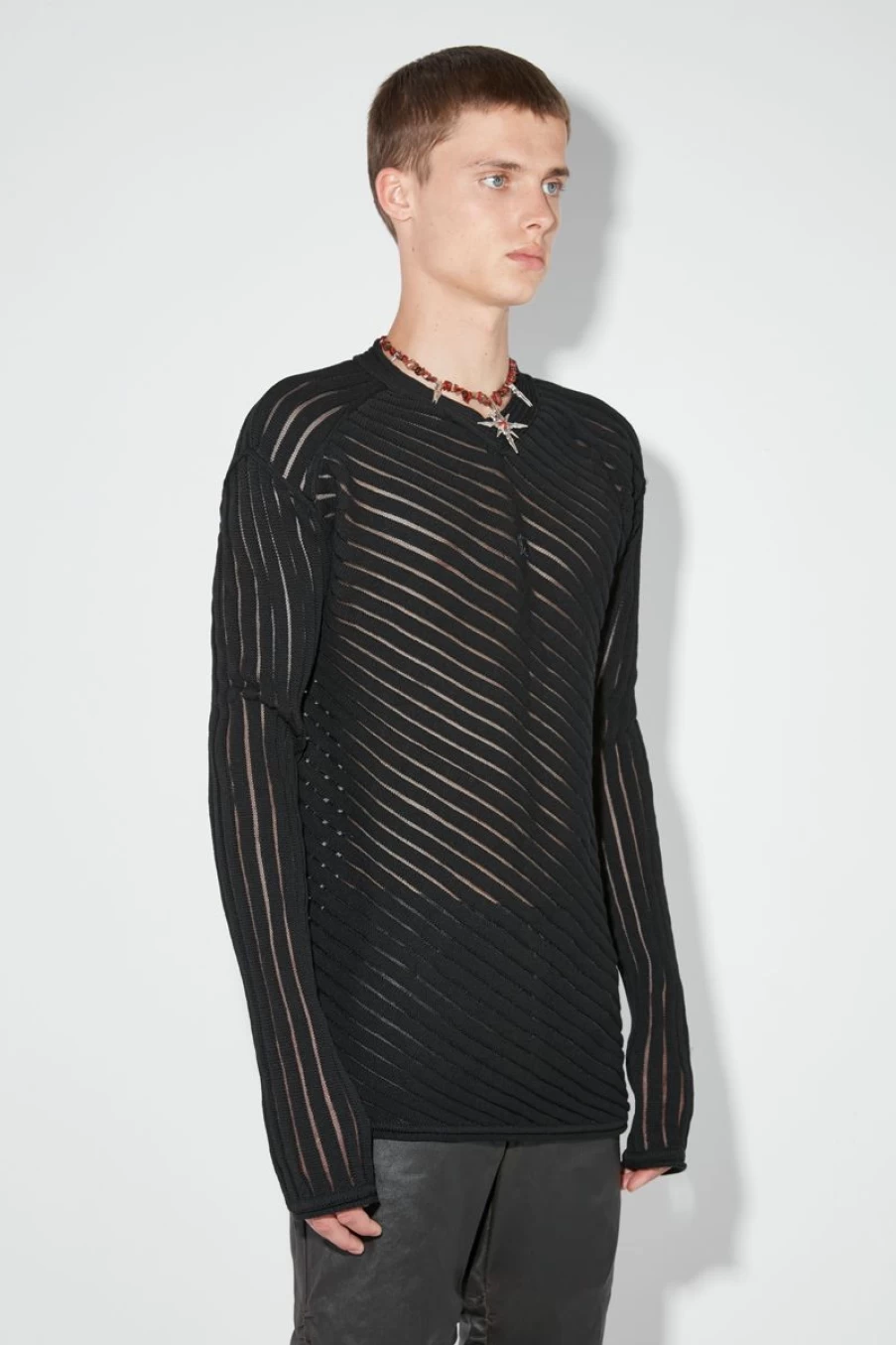 MISBHV Monofilament Pinstripe Knitted Longsleeve Black Clearance