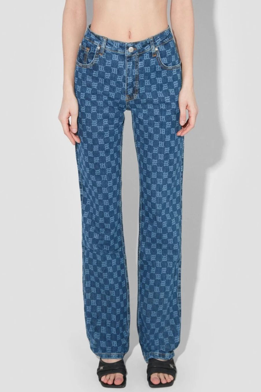 MISBHV Signature Monogram Denim High Waisted Trousers Best