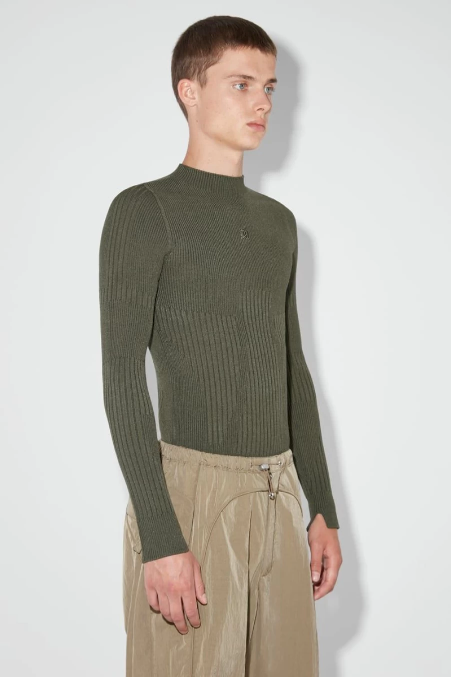 MISBHV Ribbed Longsleeve Mockneck Grunge Olive New