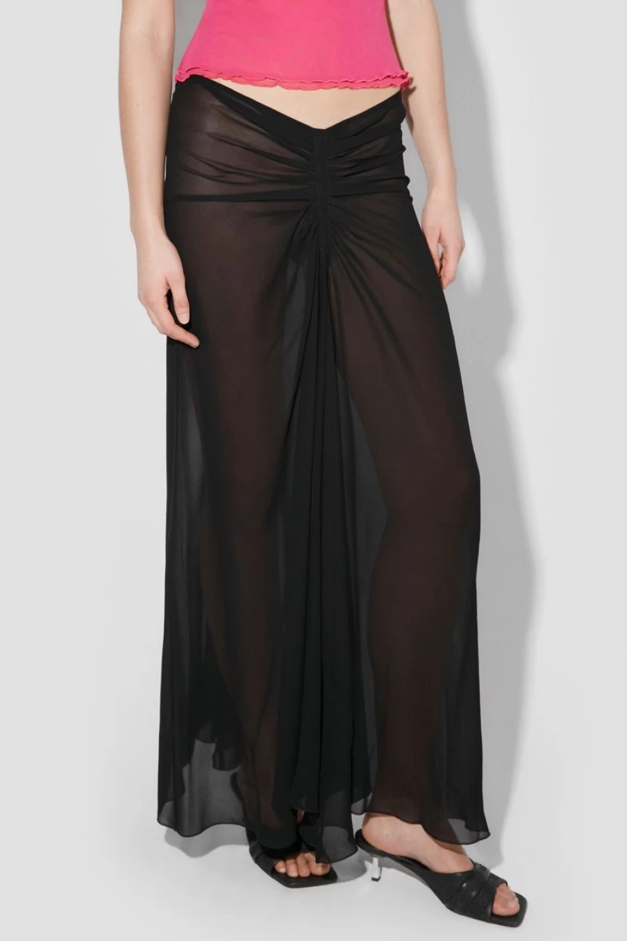 MISBHV Recycled Viscose Chiffon Maxi Skirt Black Online