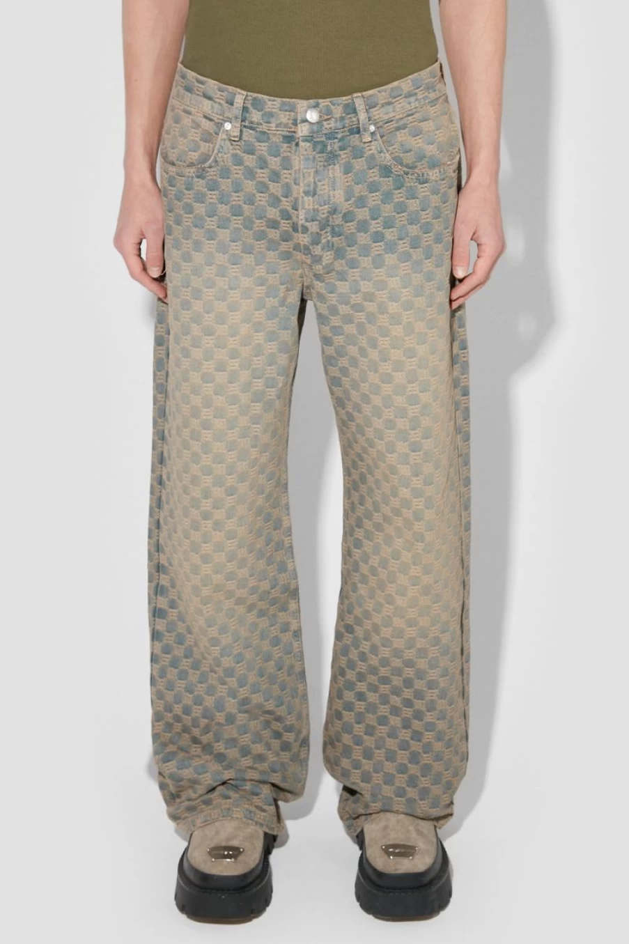 MISBHV Jacquard Denim Monogram Trousers Blue Clearance