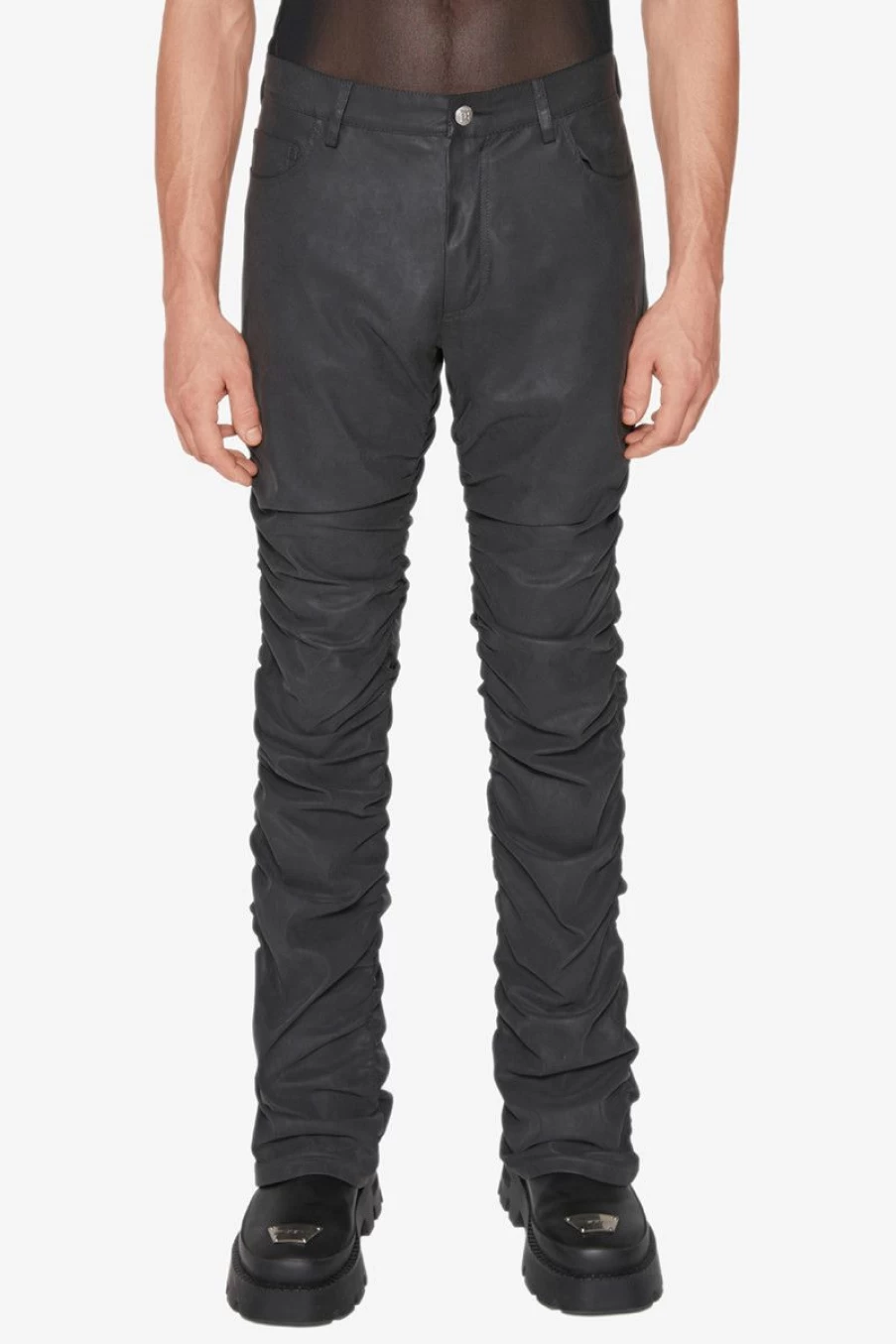 MISBHV Vegan Leather Ruched Trousers Black Best