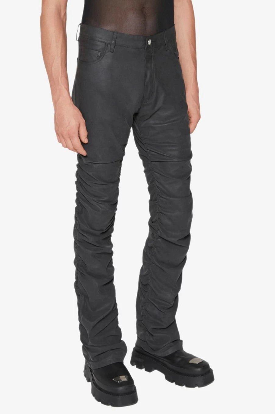 MISBHV Vegan Leather Ruched Trousers Black Best