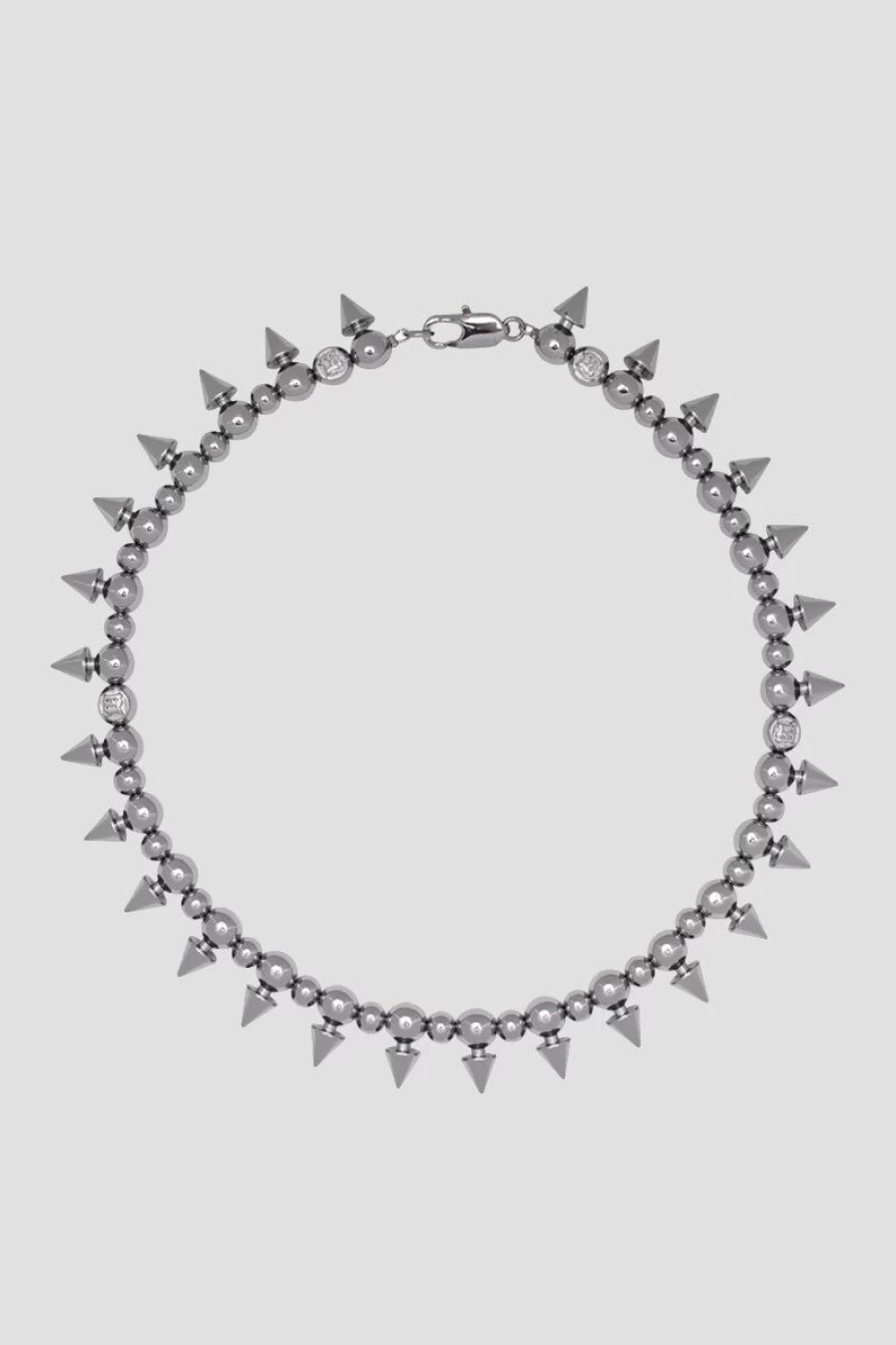 MISBHV Ball Chain Spike Necklace Silver New