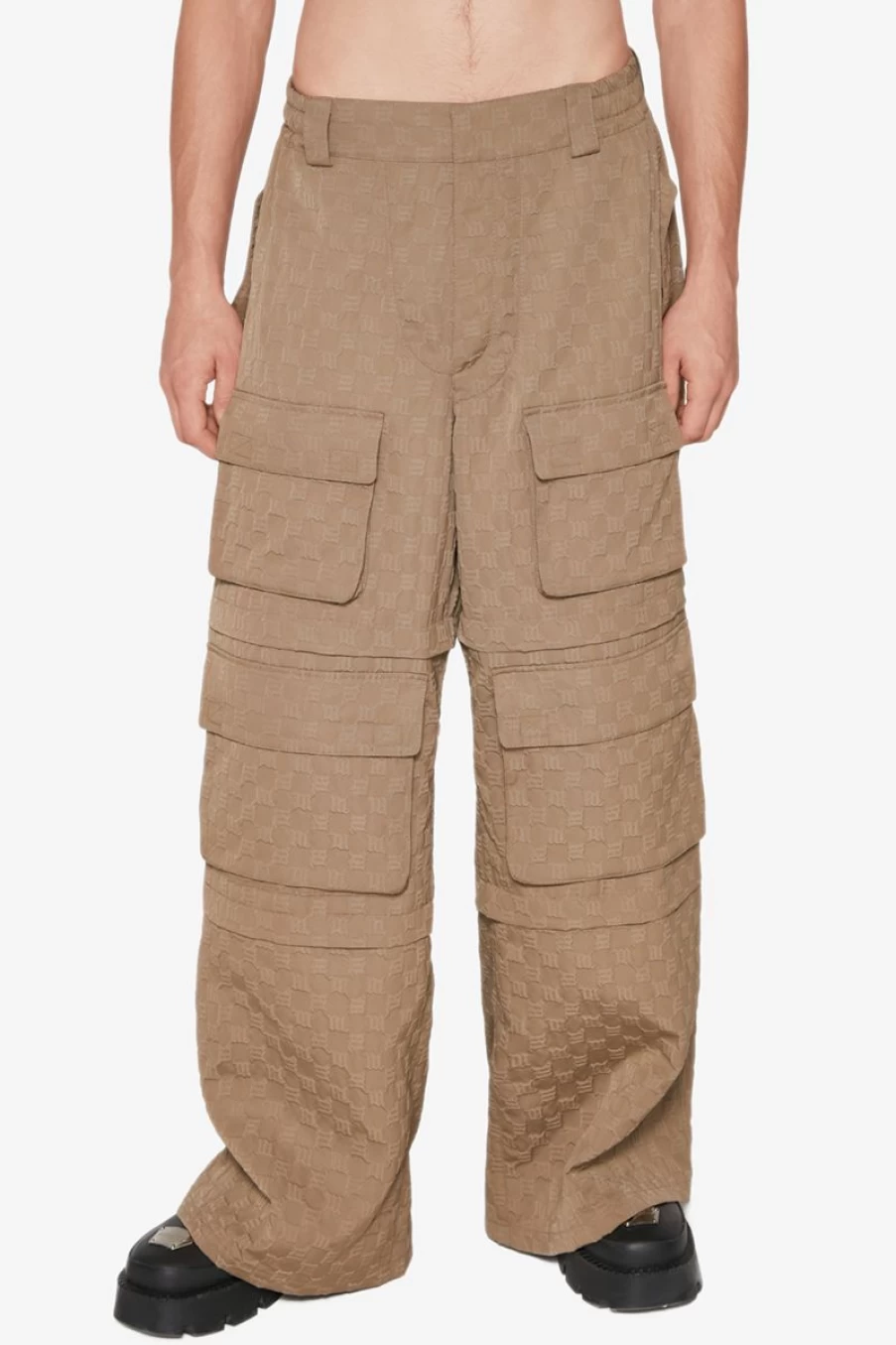 MISBHV Jordan Barrett 3D Embossed Oversize Monogram Cargo Pants Olive Hot