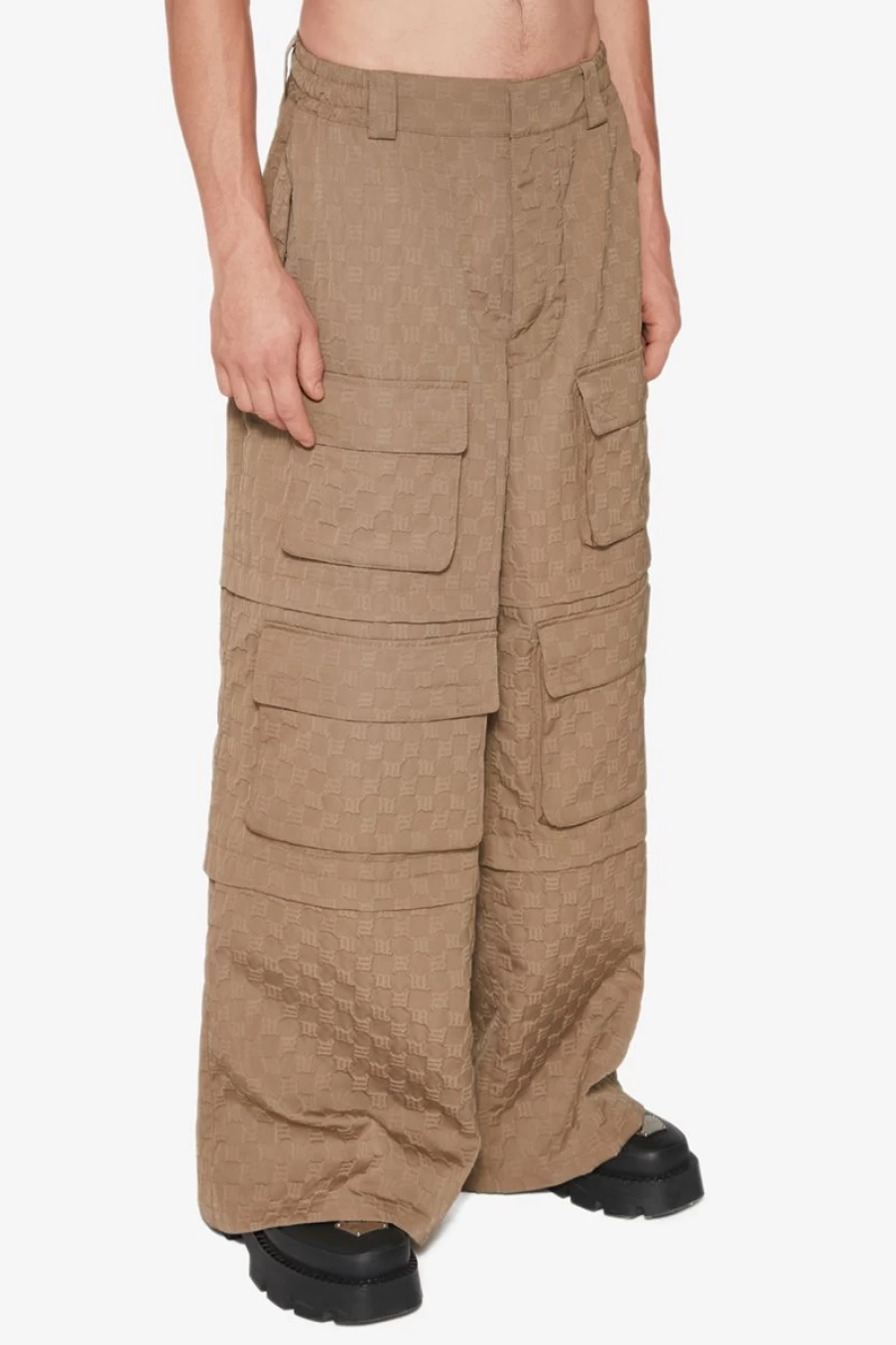 MISBHV Jordan Barrett 3D Embossed Oversize Monogram Cargo Pants Olive Hot