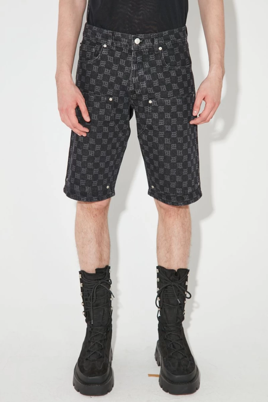 MISBHV Denim Monogram Carpenter Shorts Black Hot