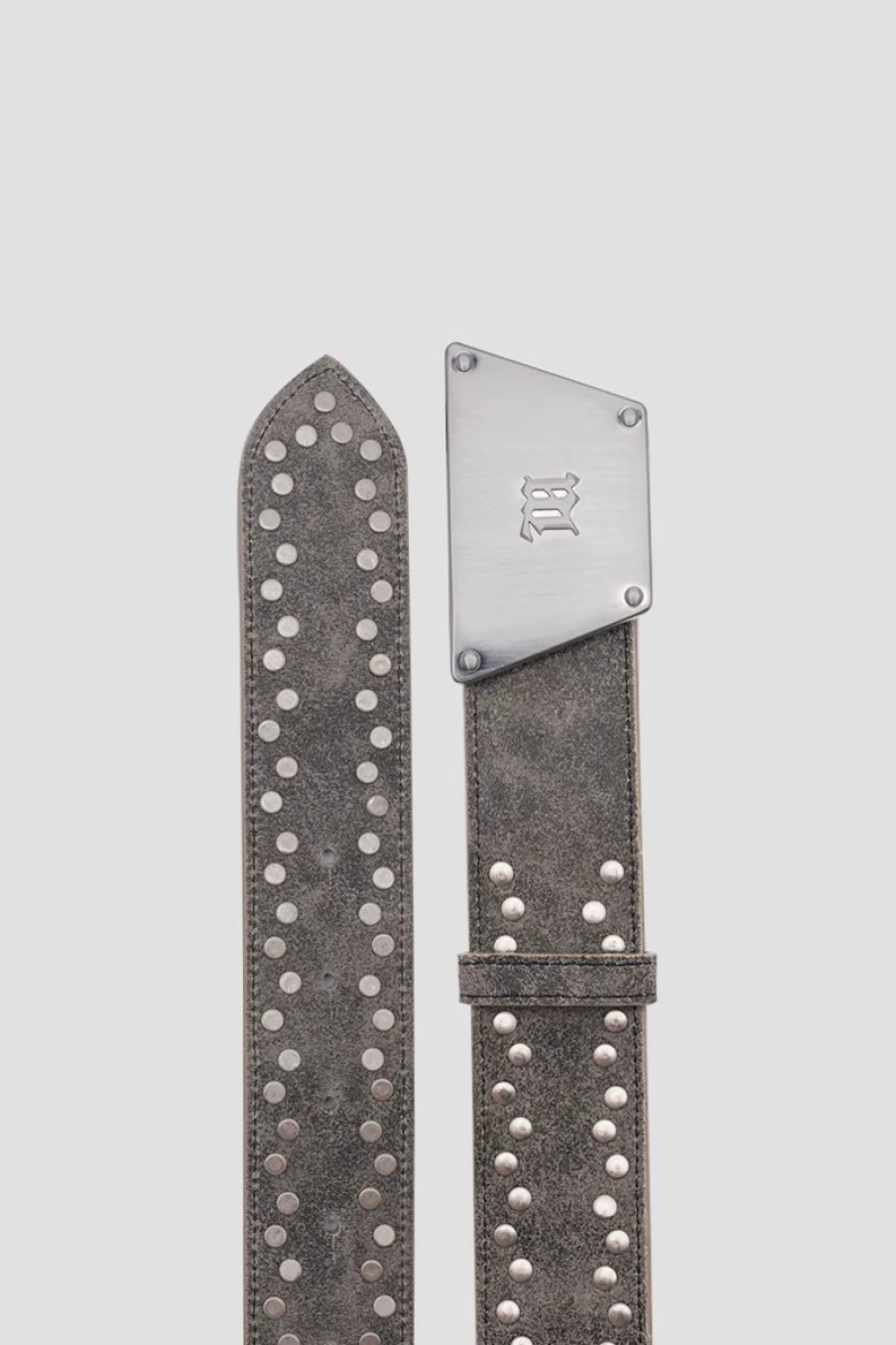 MISBHV The 2000 Buckle Belt With Studs Grey New