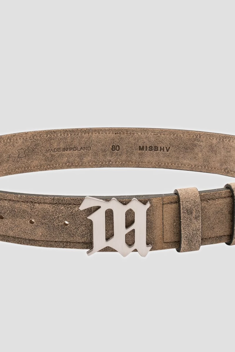 MISBHV Cracked Genuine Leather Belt Taupe Clearance