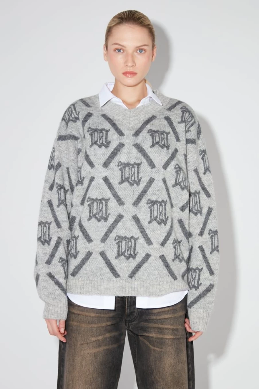 MISBHV M Argyle Knit Perfect Grey Best