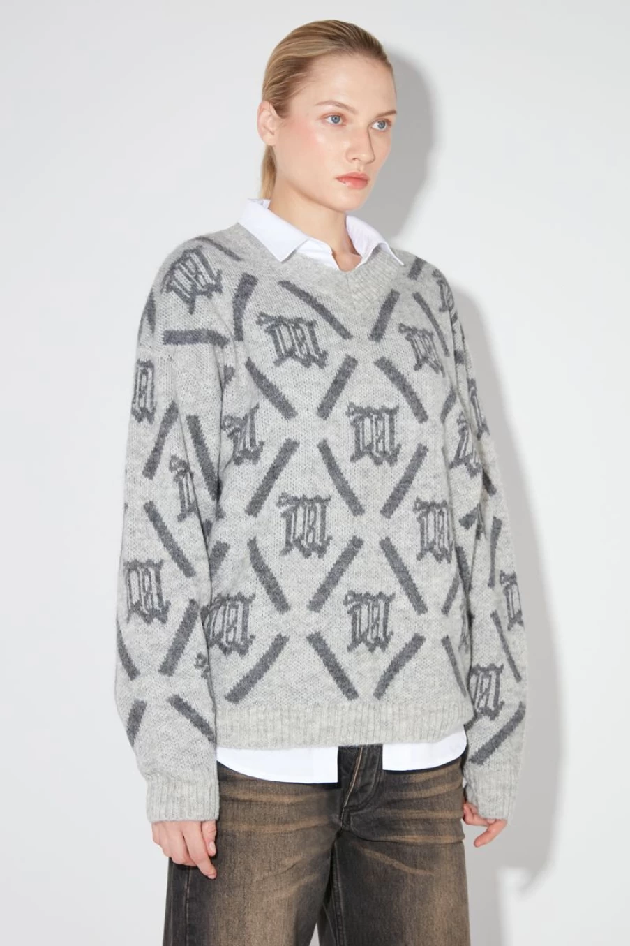 MISBHV M Argyle Knit Perfect Grey Best