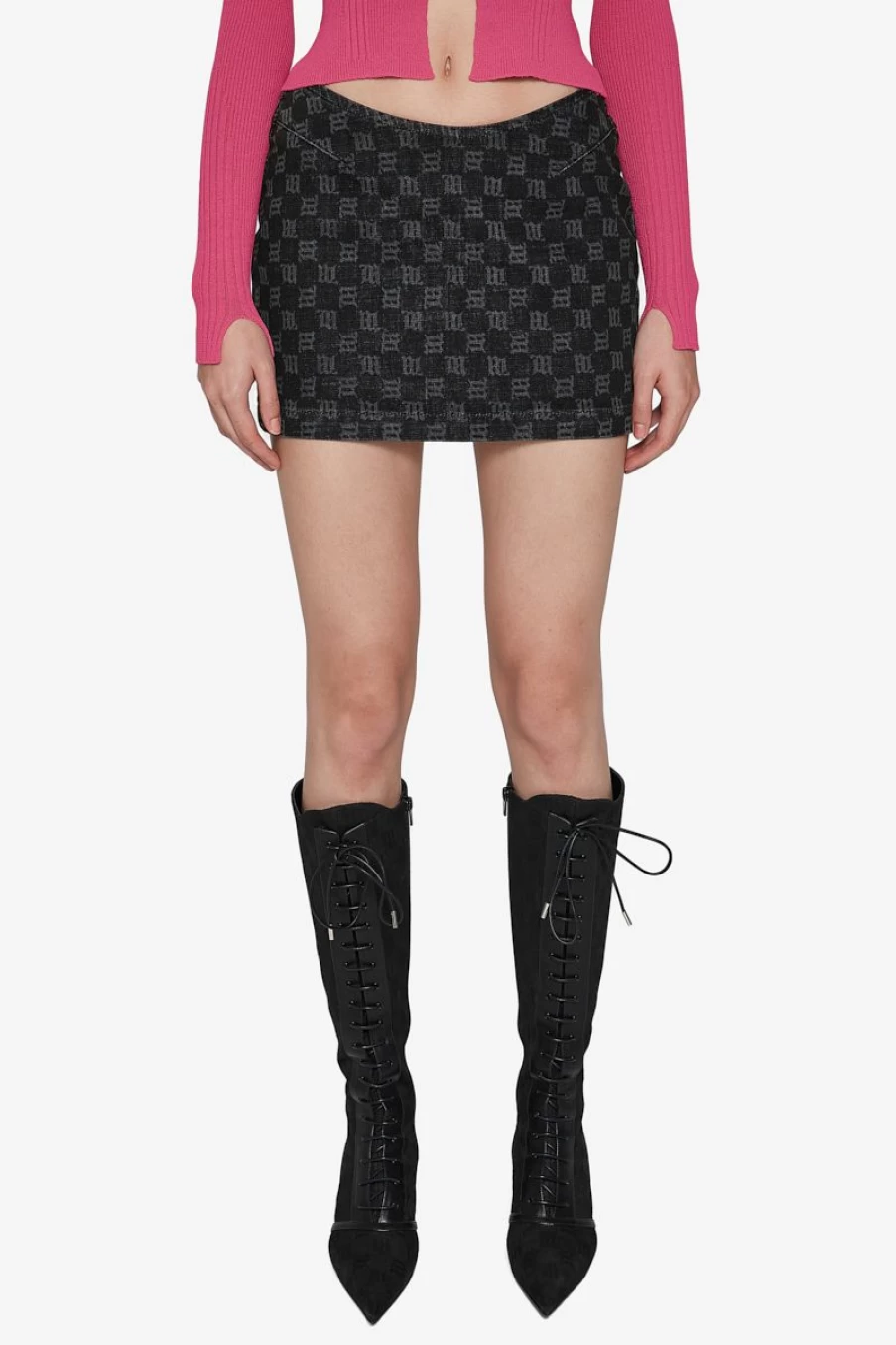 MISBHV Denim Monogram Mini Skirt Black Hot