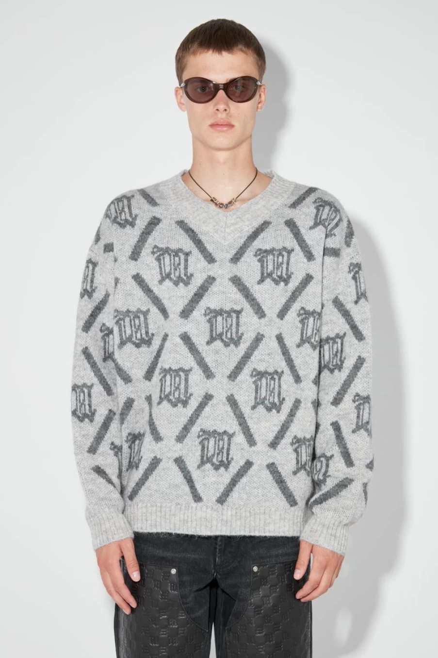 MISBHV M Argyle Knit Perfect Grey Clearance