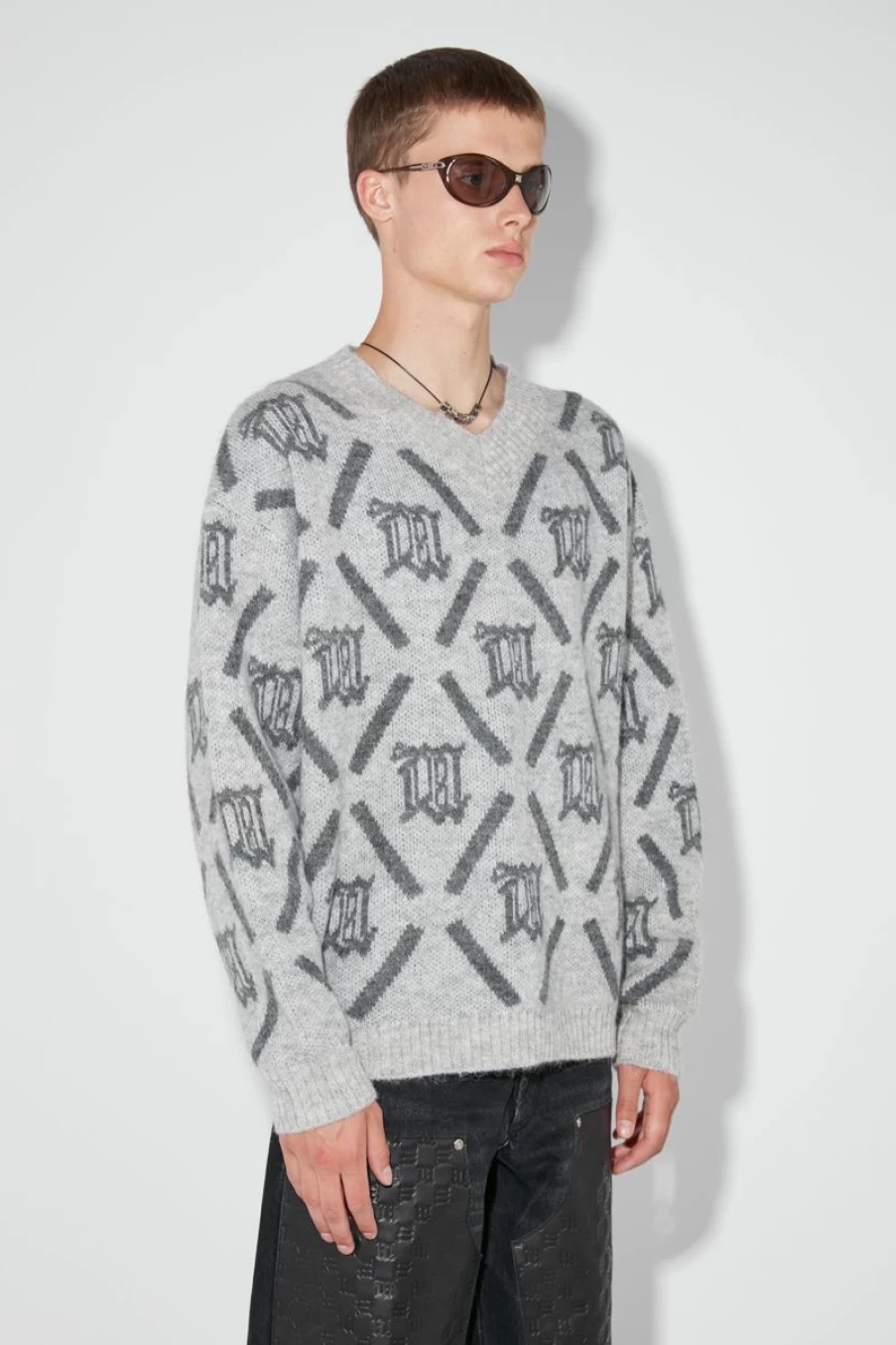 MISBHV M Argyle Knit Perfect Grey Clearance