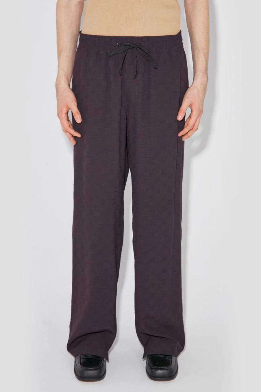MISBHV Monogram Viscose Wool Relaxed Trousers Washed Black New