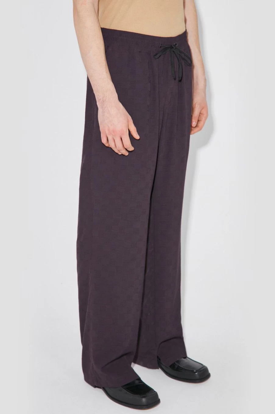 MISBHV Monogram Viscose Wool Relaxed Trousers Washed Black New
