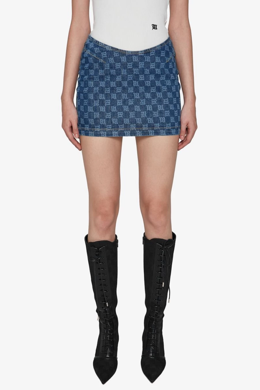 MISBHV Denim Monogram Mini Skirt Best