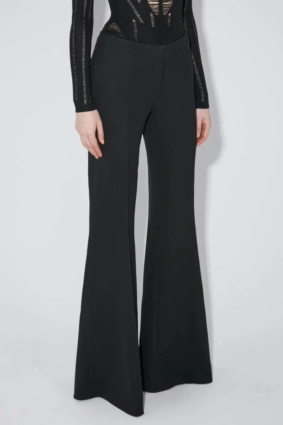 MISBHV Fluid Flared Crepe Trousers Black Best