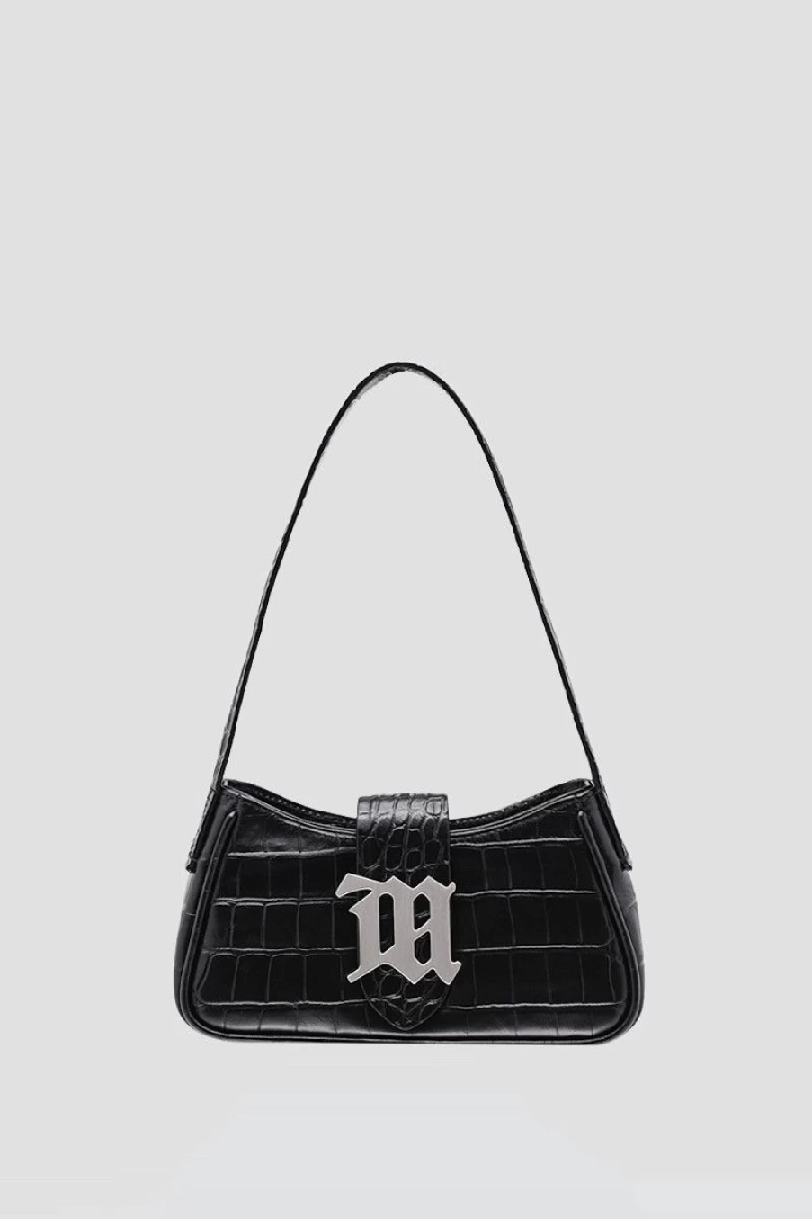 MISBHV Leather Shoulder Bag Mini Croco Croco Black Clearance