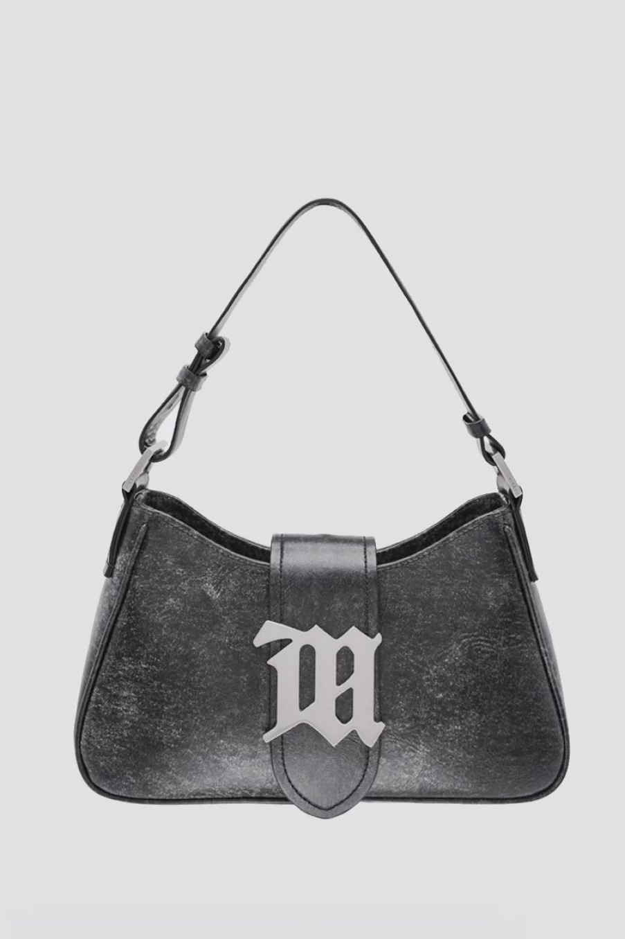 MISBHV Leather Shoulder Bag Medium Washed Black Wholesale