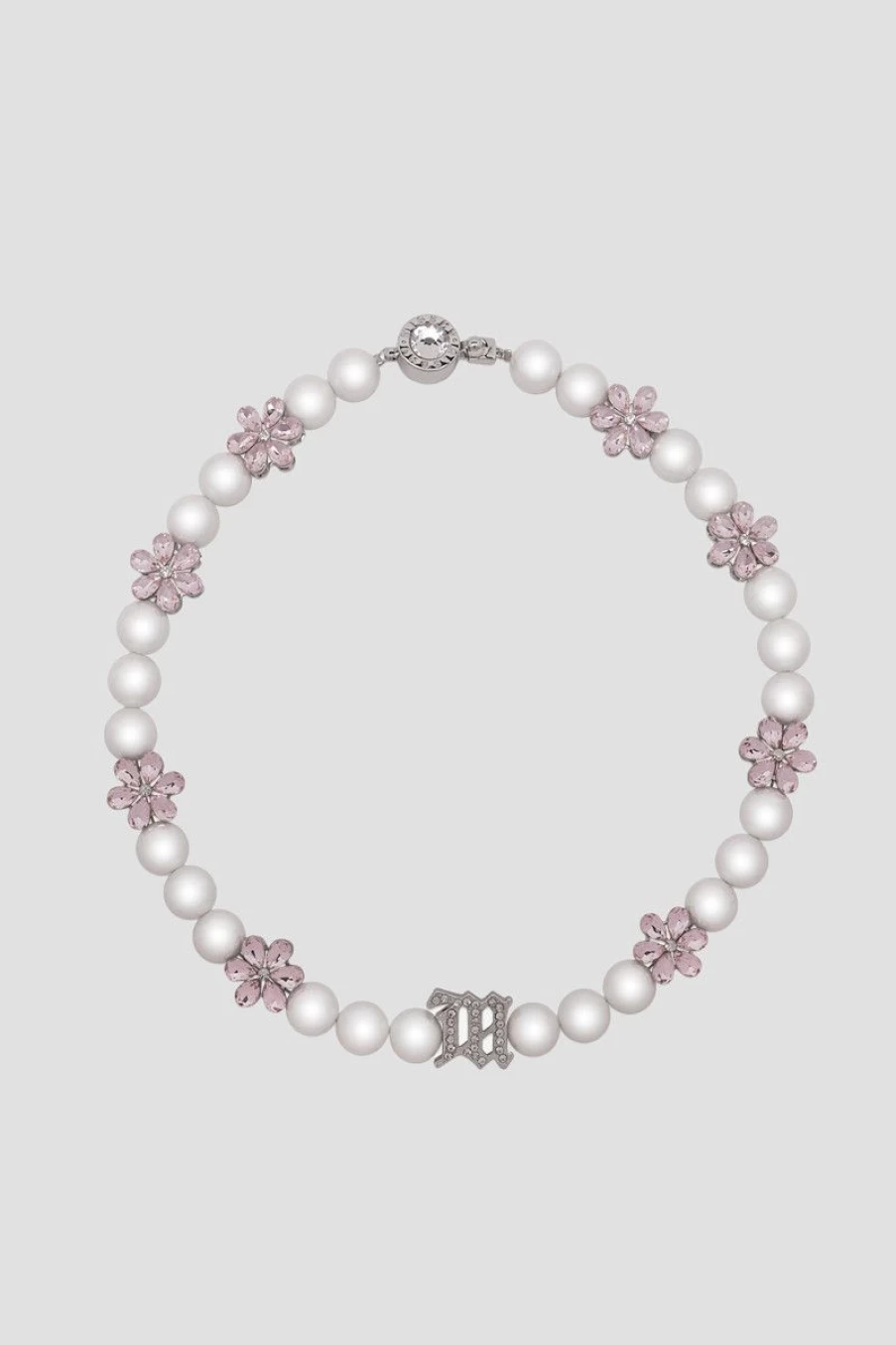 MISBHV Flowers And Pearls Necklace Silver Clearance