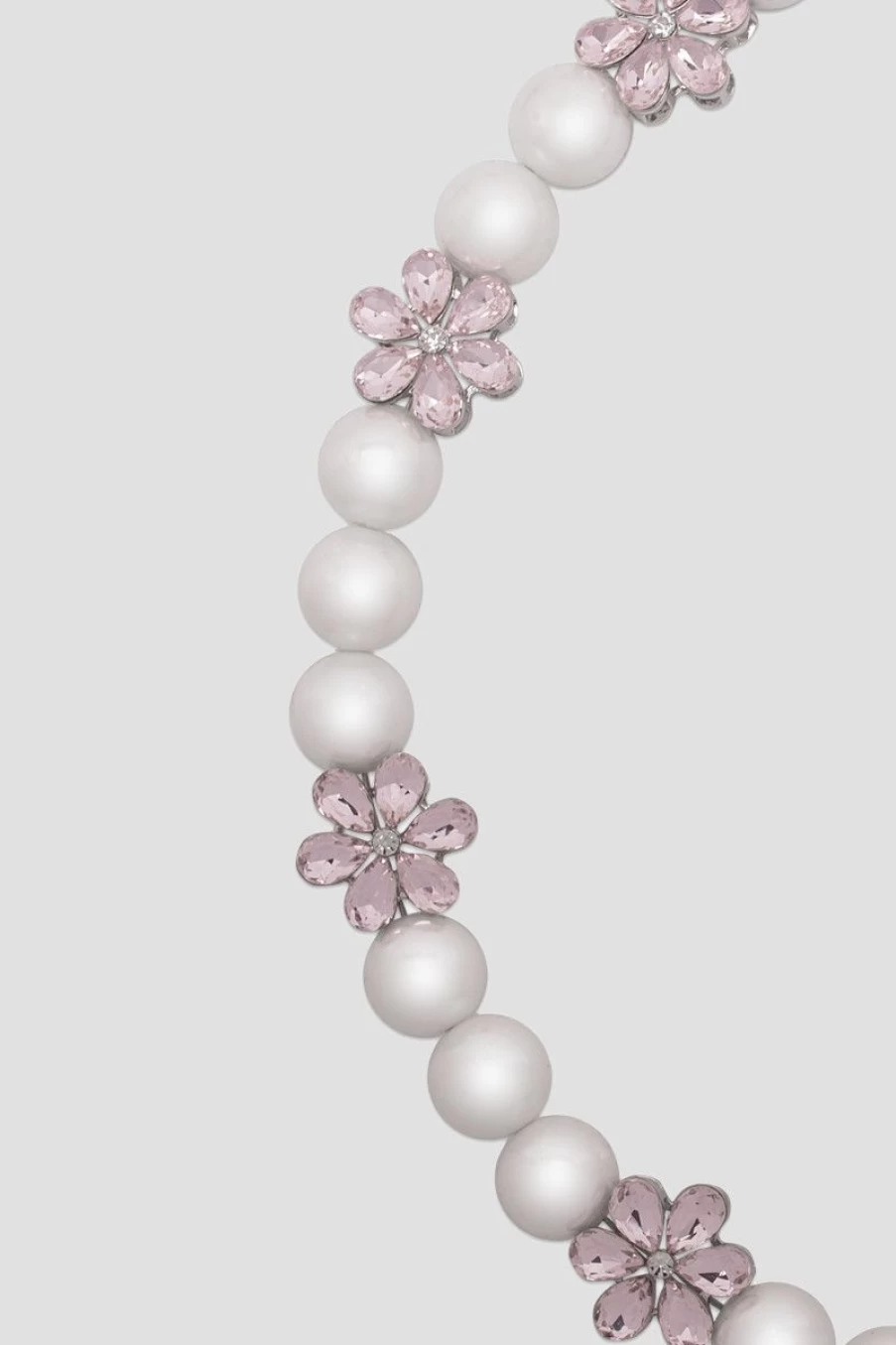 MISBHV Flowers And Pearls Necklace Silver Clearance