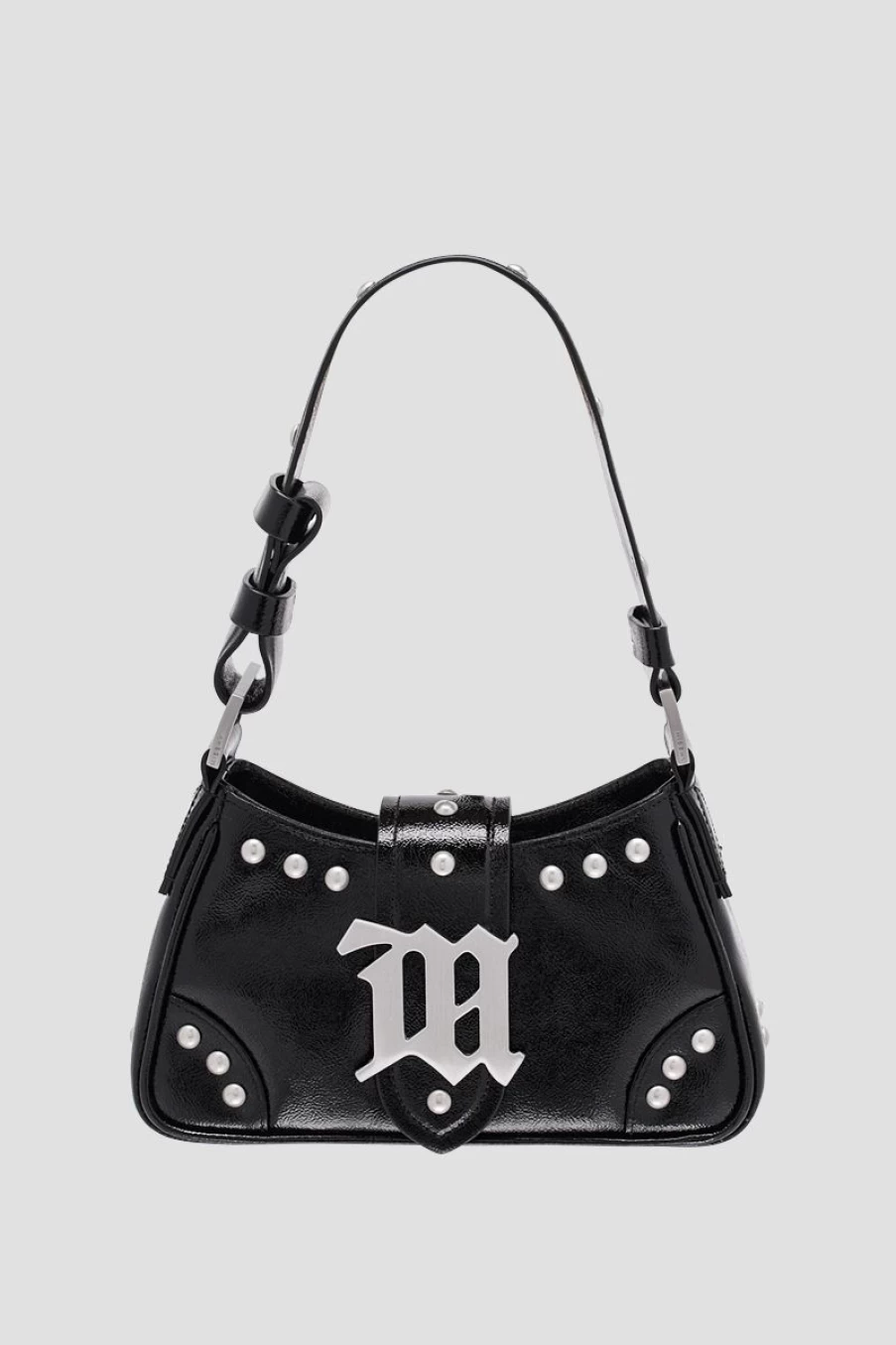 MISBHV Leather Shoulder Bag Small Studded Black Wholesale