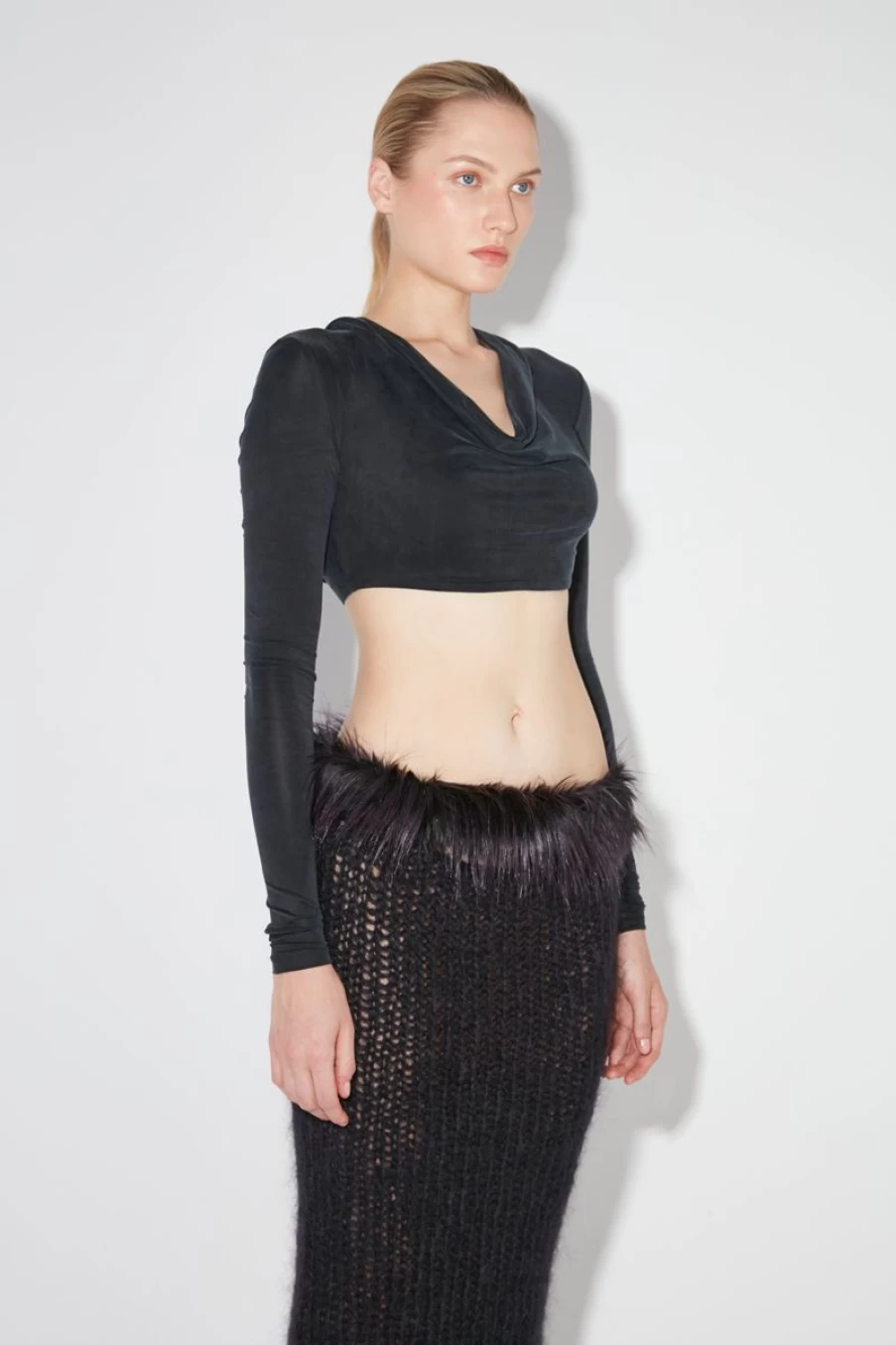 MISBHV Hooded Cropped Cupro Longsleeve Black Hot