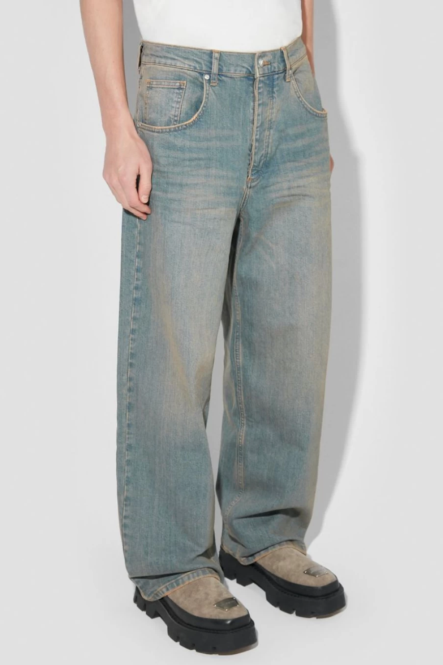 MISBHV Sunset Wash Baggy Denim Trousers Blue Clearance