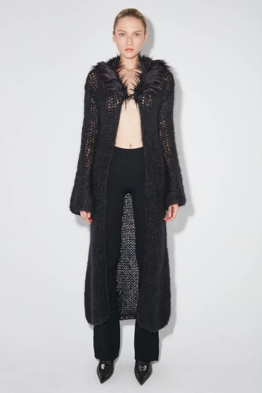 MISBHV Knitted Elongated Cardigan With Fur Black Online