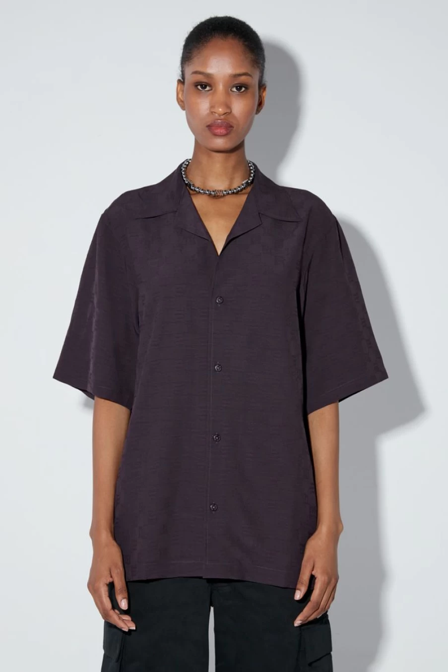 MISBHV Resort Monogram Viscose Wool Shirt Washed Black New