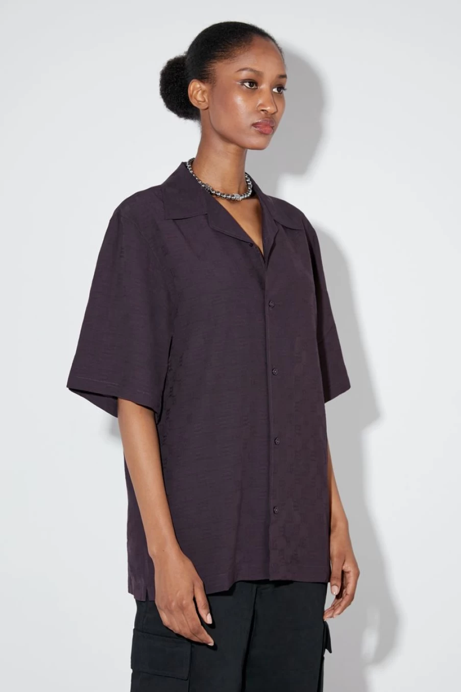 MISBHV Resort Monogram Viscose Wool Shirt Washed Black New
