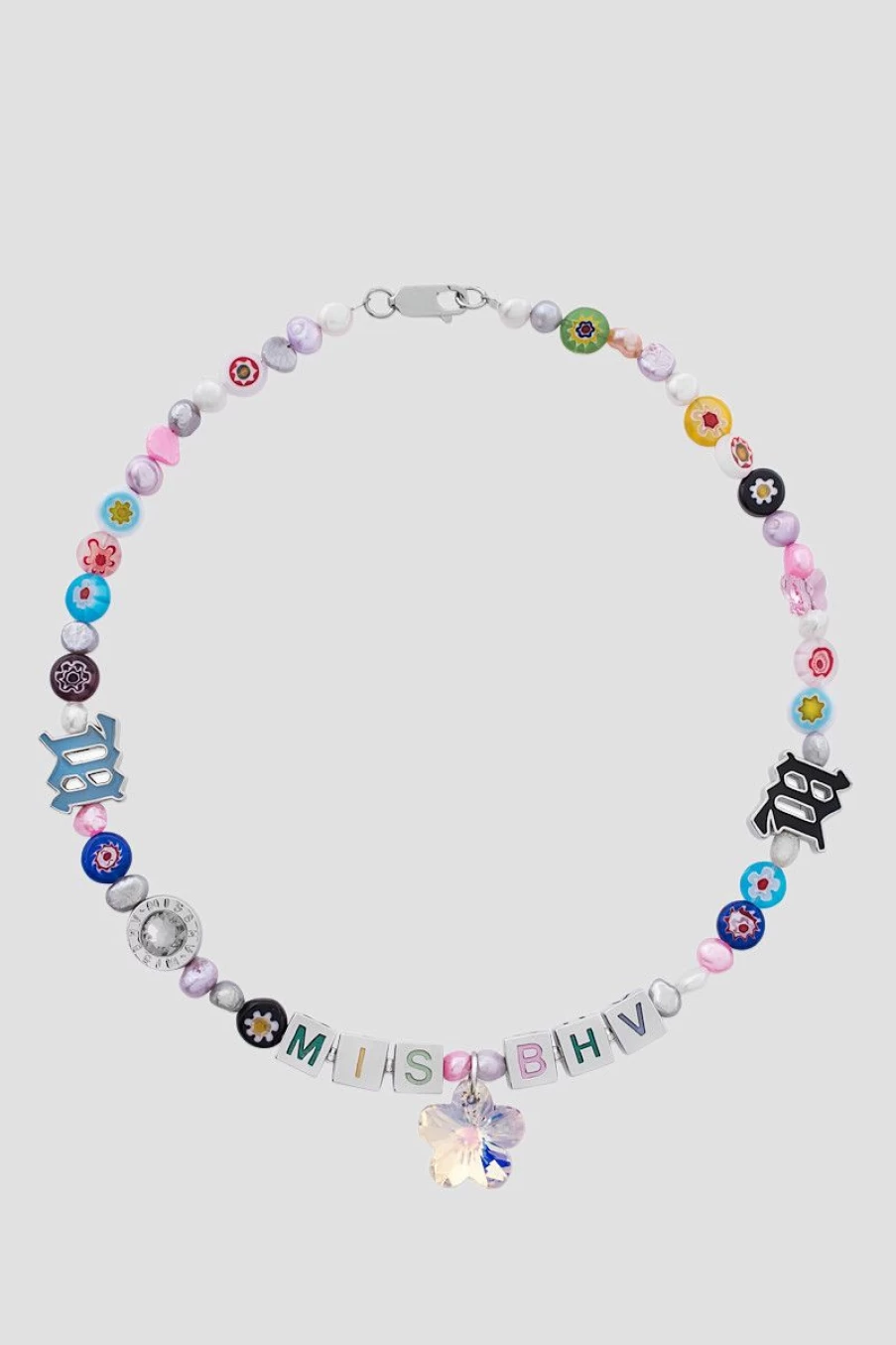 MISBHV Flower Beaded Choker Silver Clearance